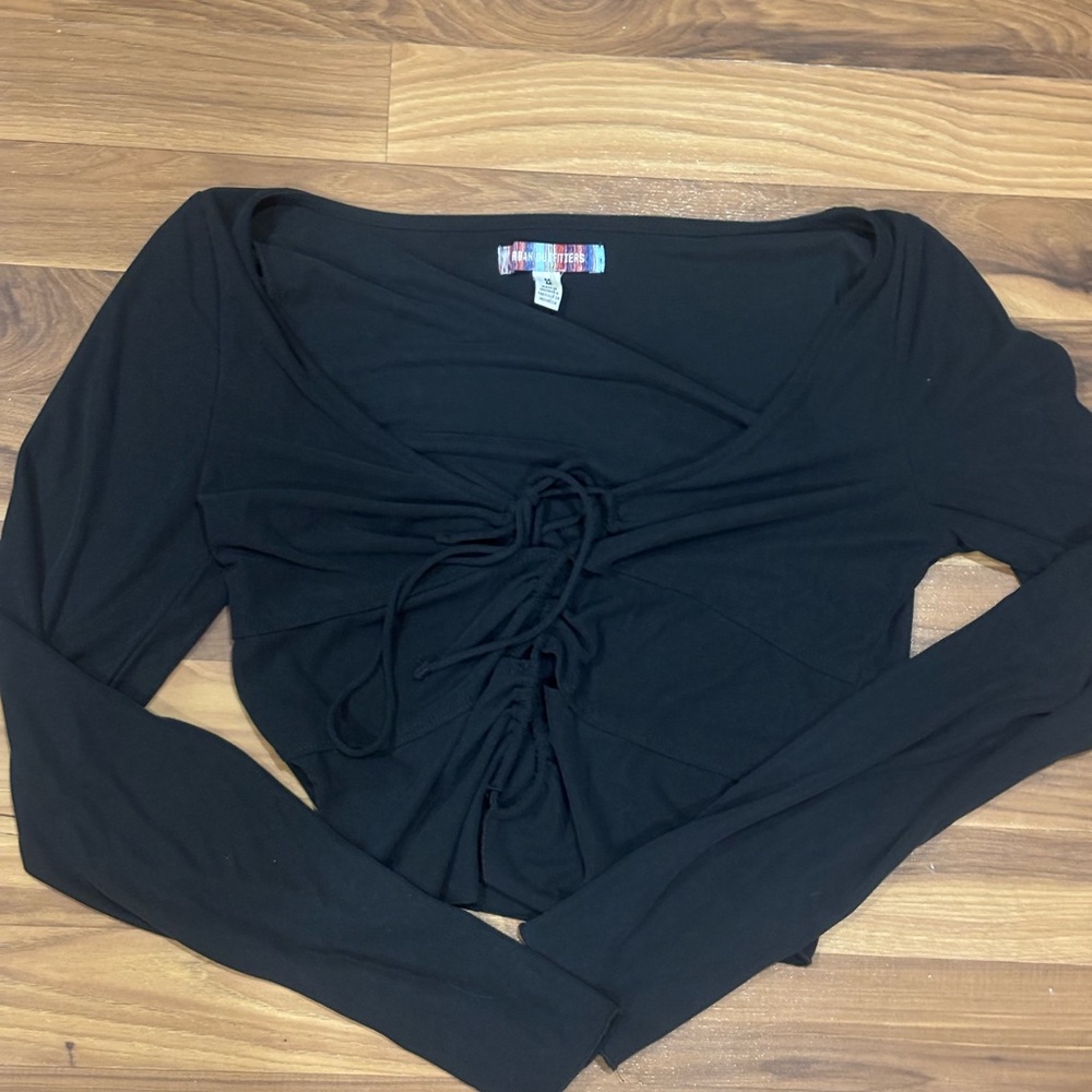 Urban Outfitters Black Long Sleeve Ruched Top
